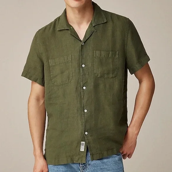J. Crew | Shirts | J Crew Mens Large Baird Mcnutt 0 Linen Green Button Down  Shirt Short Sleeve | Poshmark